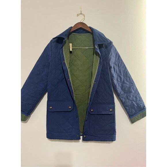 Vintage y2k Vineyard Vines diamond quilted chore barn coat lined XS navy jacket - Picture 7 of 13